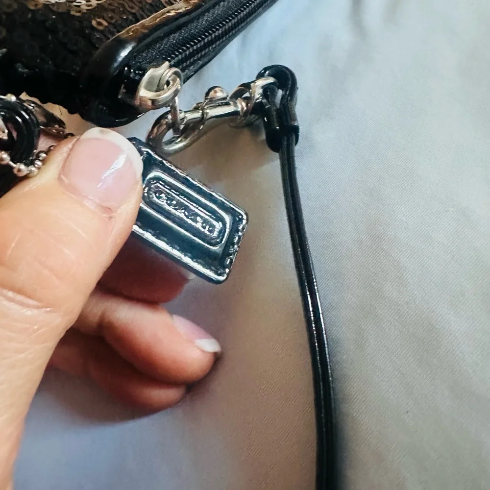Coach Black Sequin Wristlet